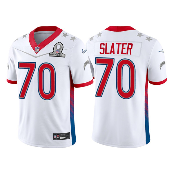 Men’s Los Angeles Chargers #70 Rashawn Slater 2022 White AFC Pro Bowl Stitched Jersey
